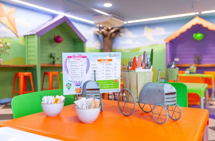 Restaurant tables at Erina's Kitchen inside Fun Street