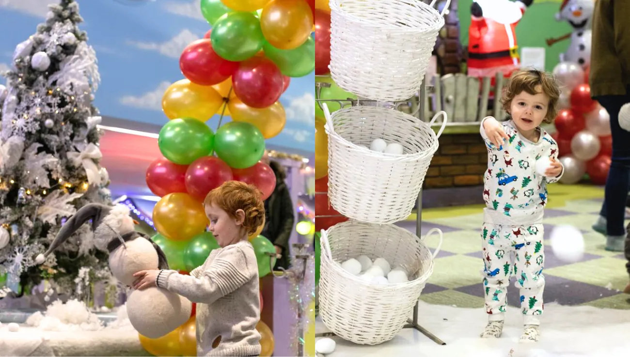 Young children playing at a winter themed event at Fun Street soft play in Glasgow