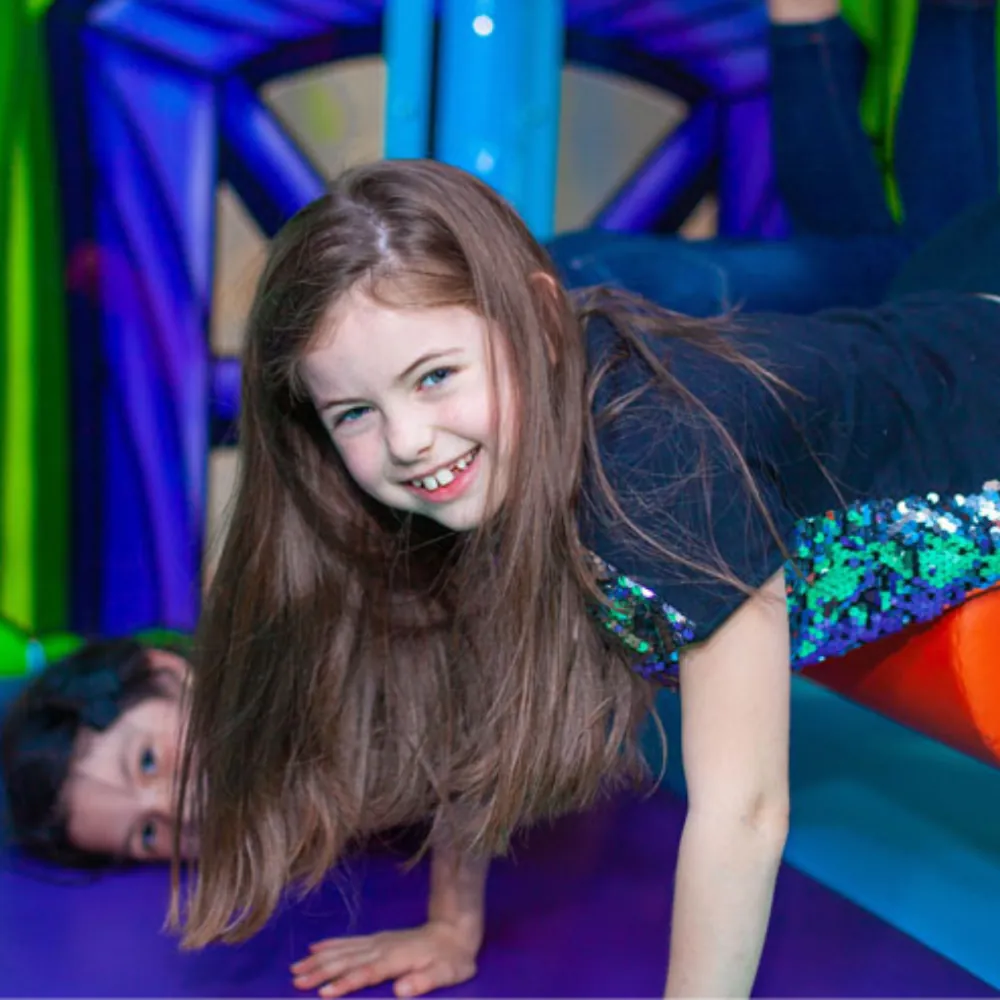 The giant themed soft play frame at Fun Street with slides and climbing sections
