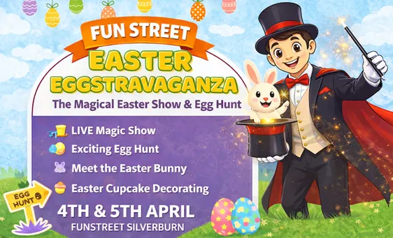Easter Bunny Magic Show & Egg Hunt Kids event in Glasgow at Fun Street Soft Play